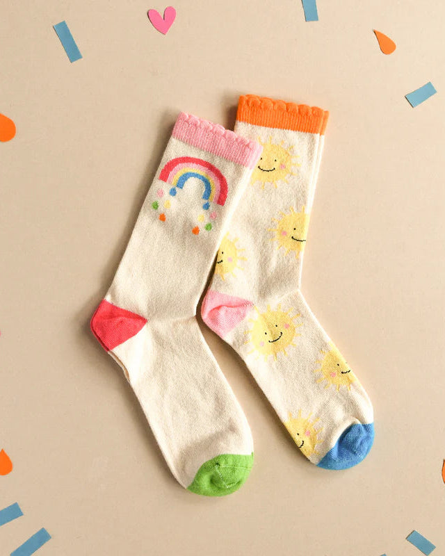 Vintage Rainbow and Sun 2 Pack Socks image 0