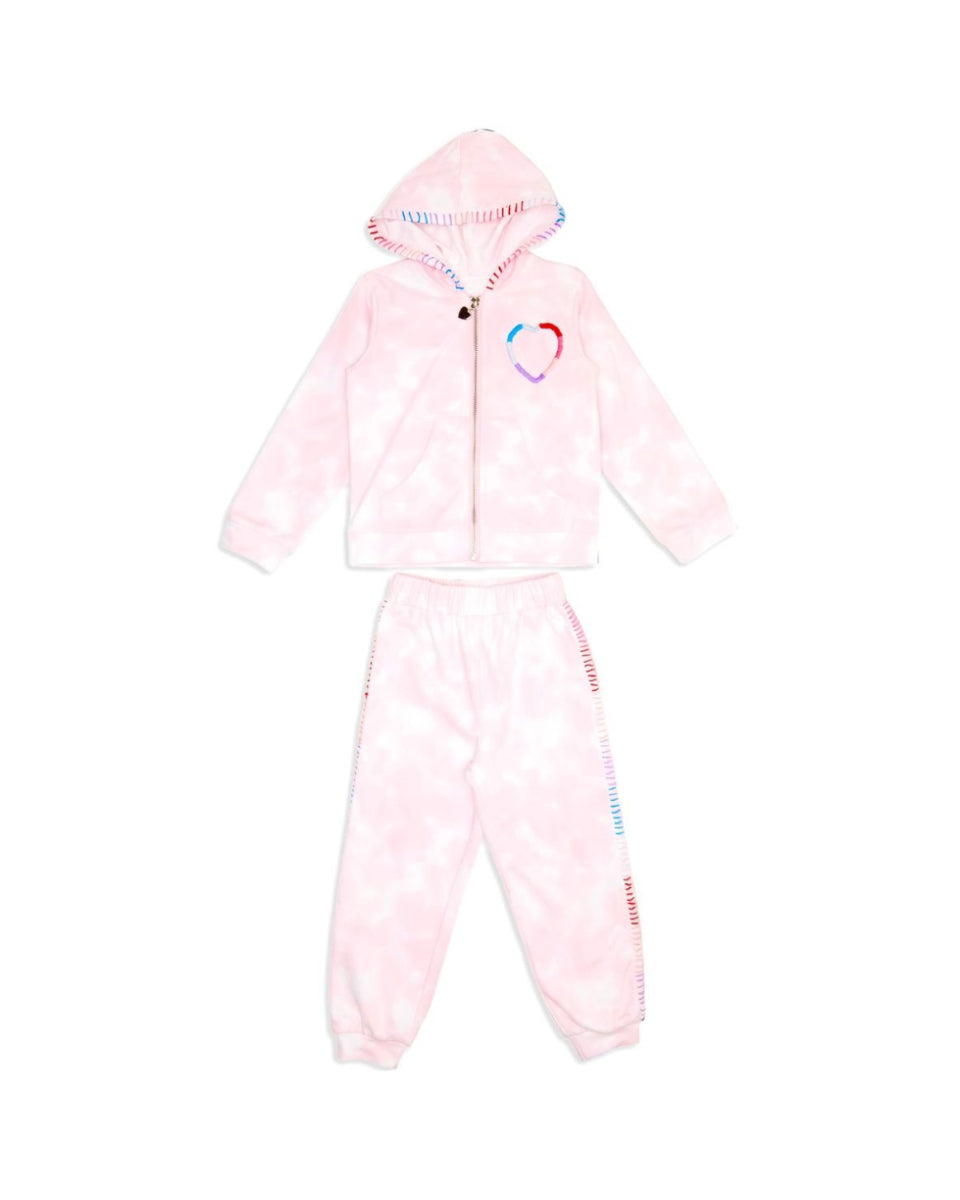 Ava Heart Stitched Tie Dye Hoodie And Sweatpants Set image 0