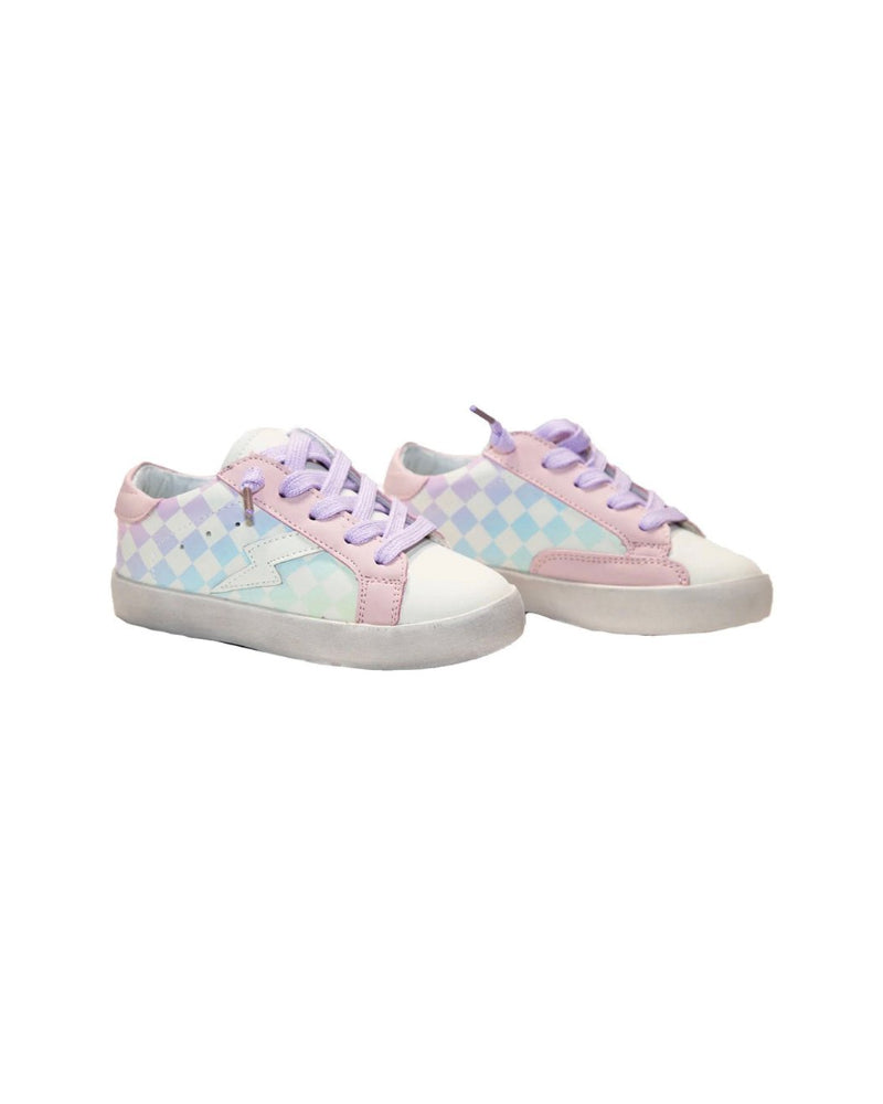 Stacy Pastel Checkered Lightning Bolt Sneakers image 0