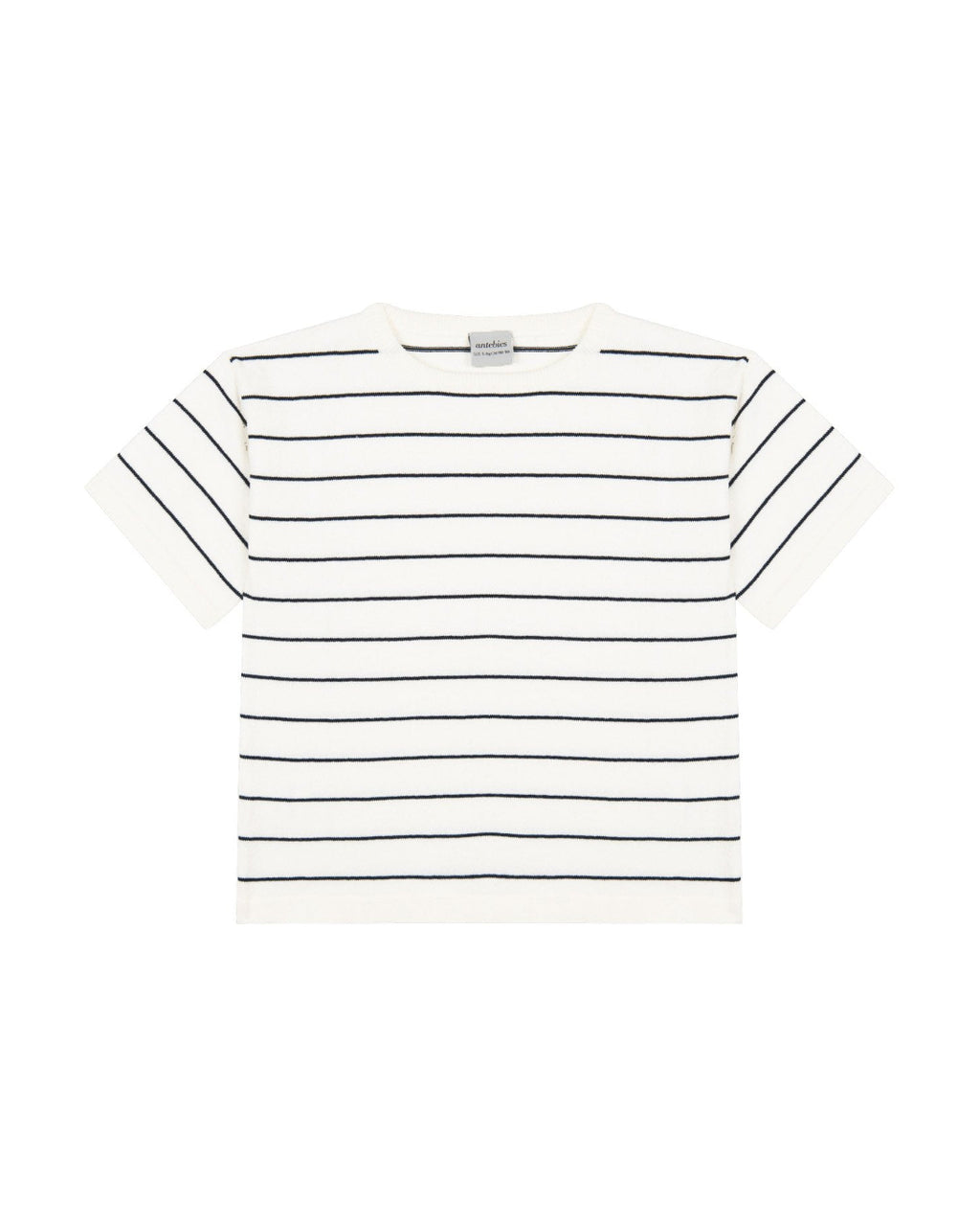 Navy Striped White Knit Short Set image 2