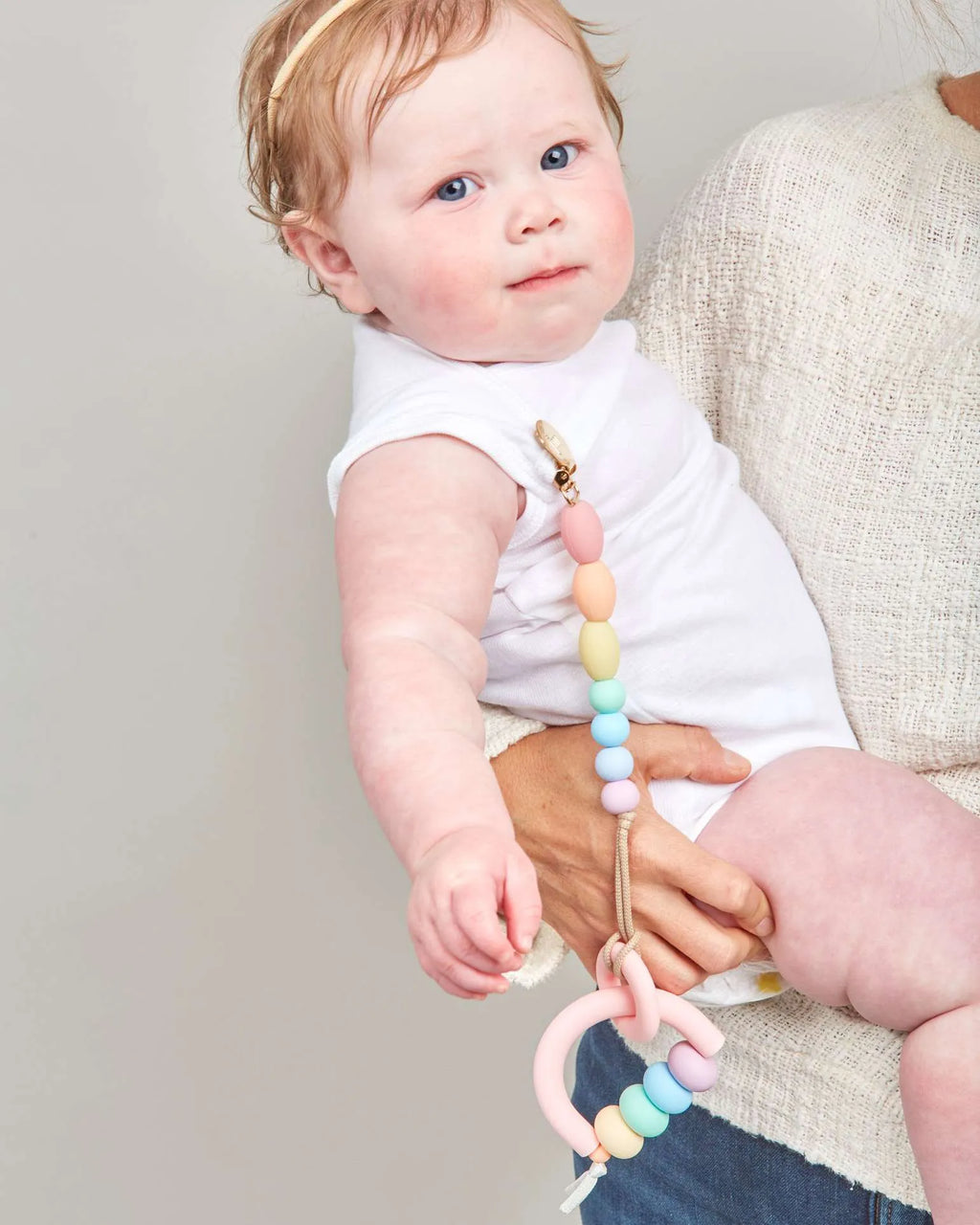 Rainbow Sherbet Arch Ring Teether + Clip Set image 2