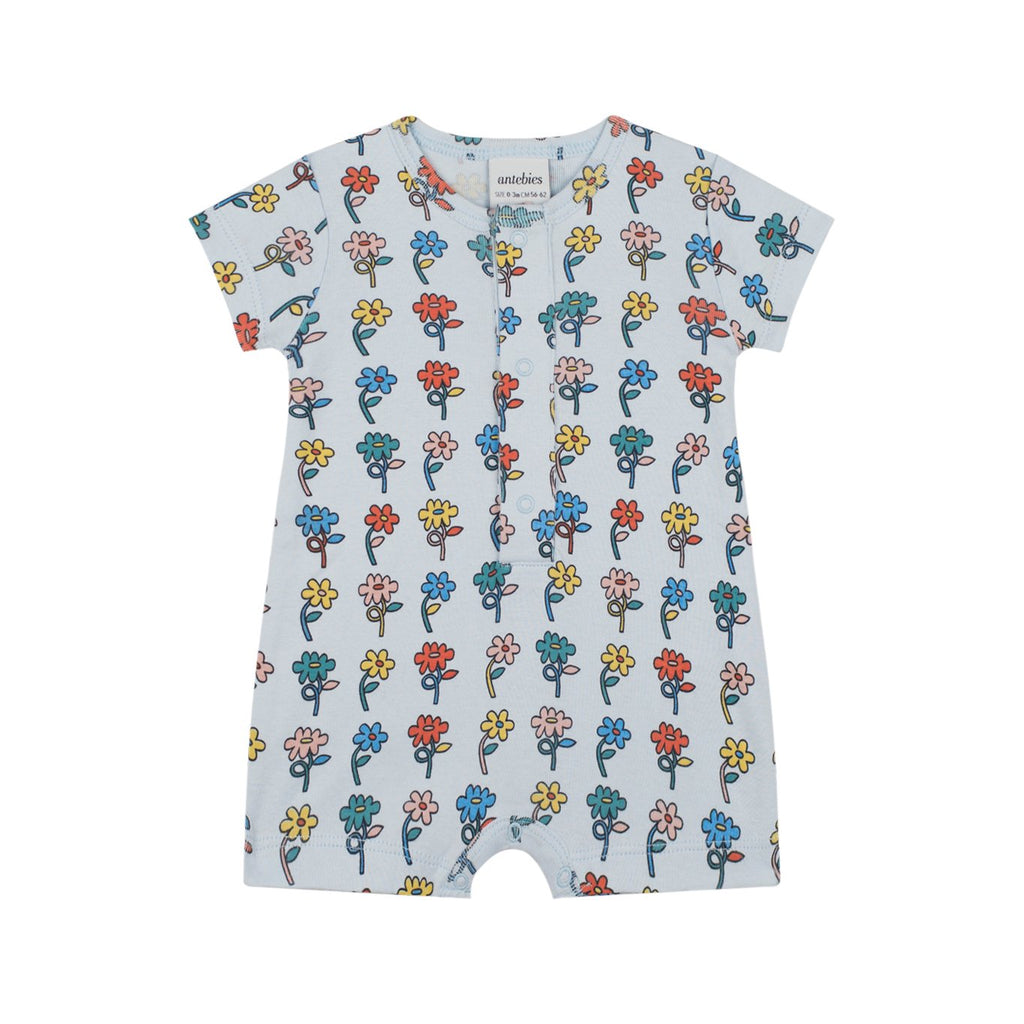 Graphic Flowers Short Sleeve Playsuit image 0
