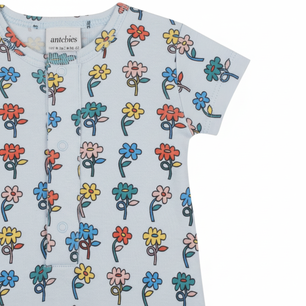 Graphic Flowers Short Sleeve Playsuit
