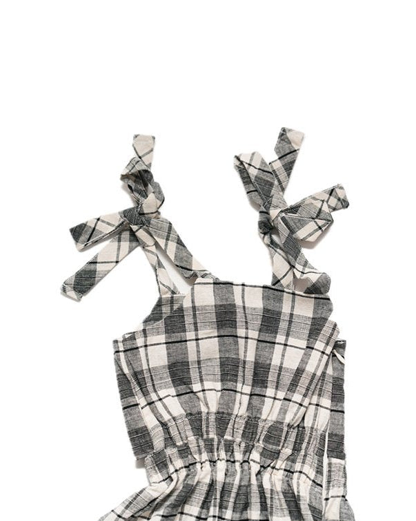 Black And Ivory Plaids Sky Jumpsuit image 1