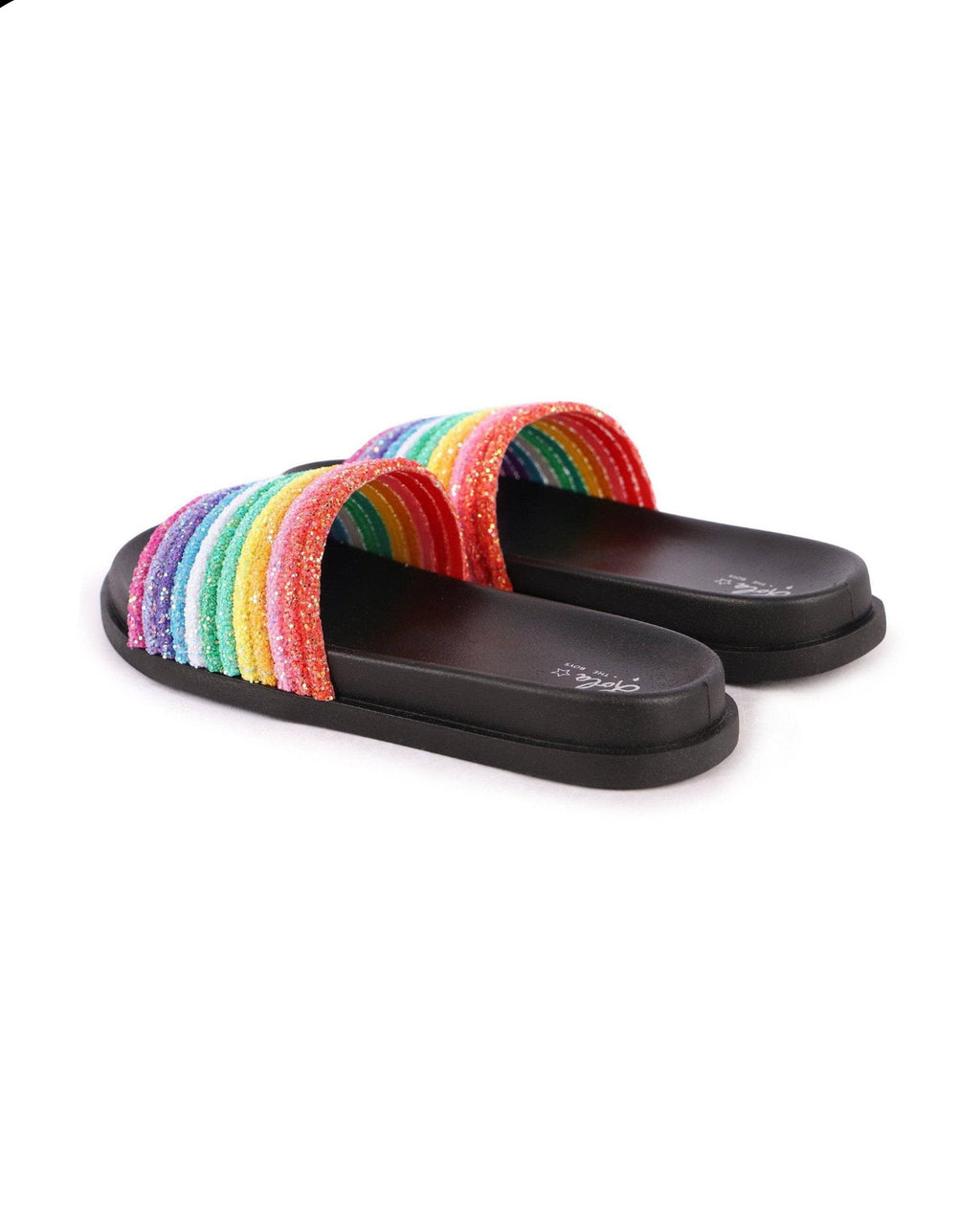 Black Glitter Rainbow Slides image 5