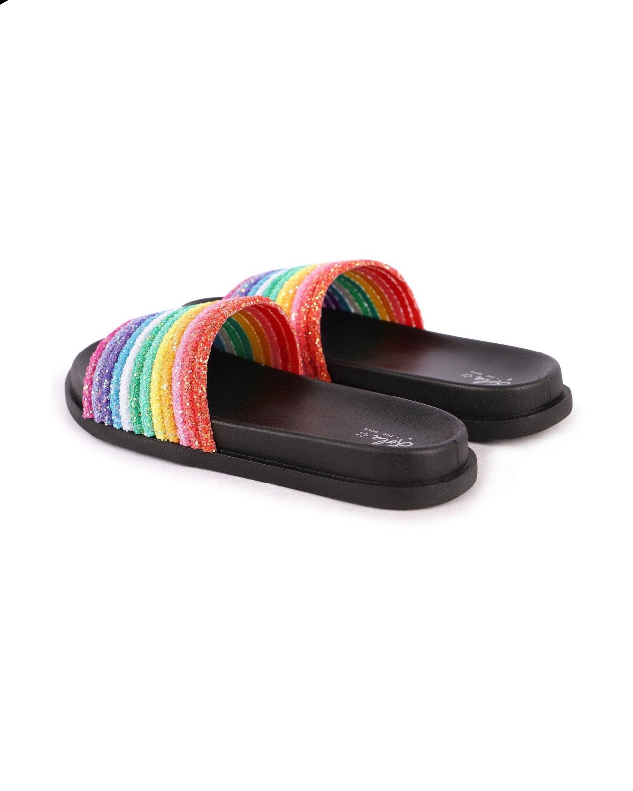 Black Glitter Rainbow Slides image 5