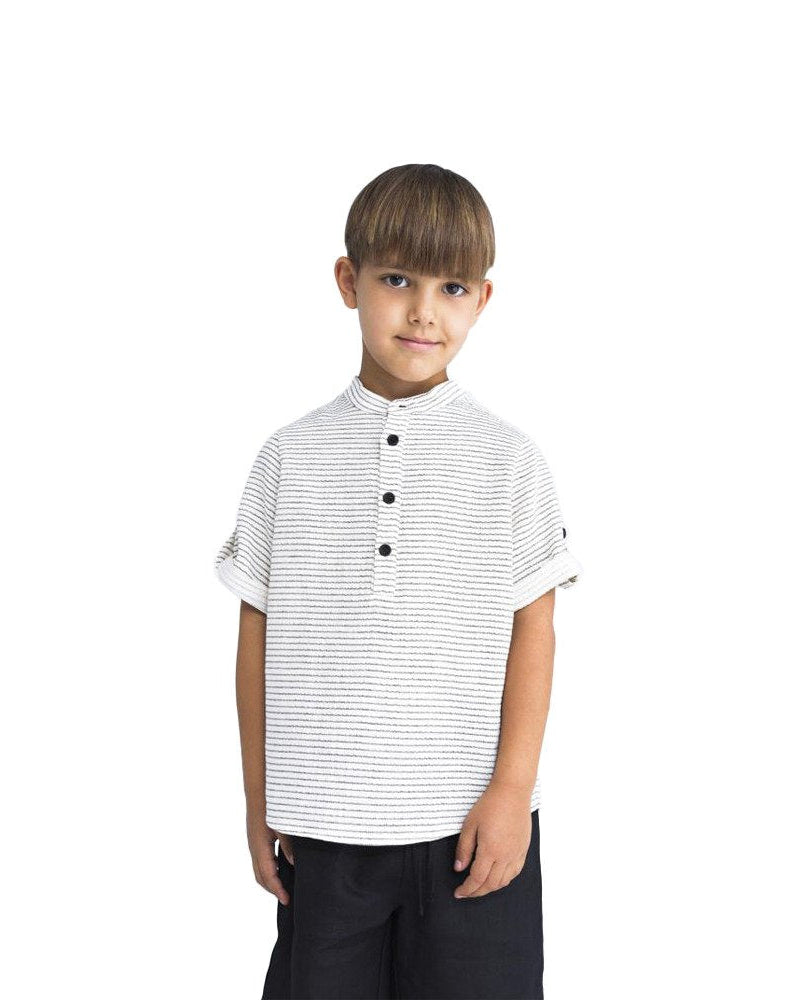 Tunic in Cotton Blend Stripe Black & White image 0