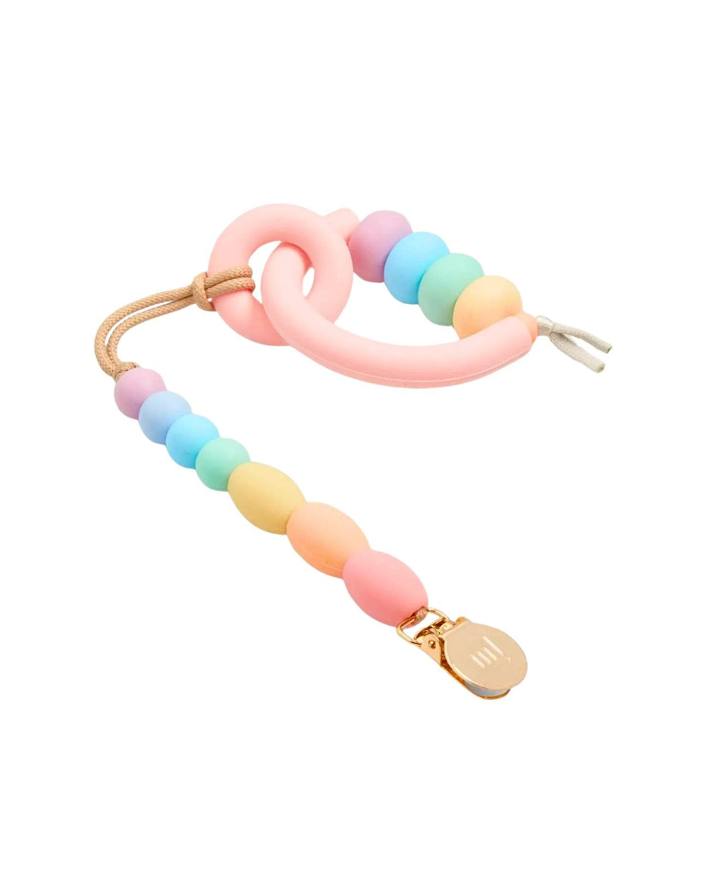 Rainbow Sherbet Arch Ring Teether + Clip Set image 0