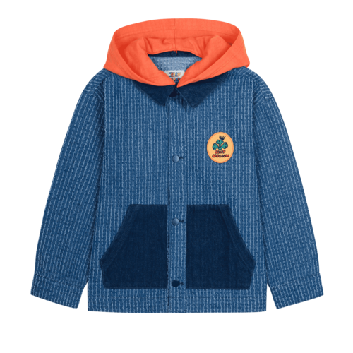 Stripe Hoodie Denim Jacket – Dark Blue image 0