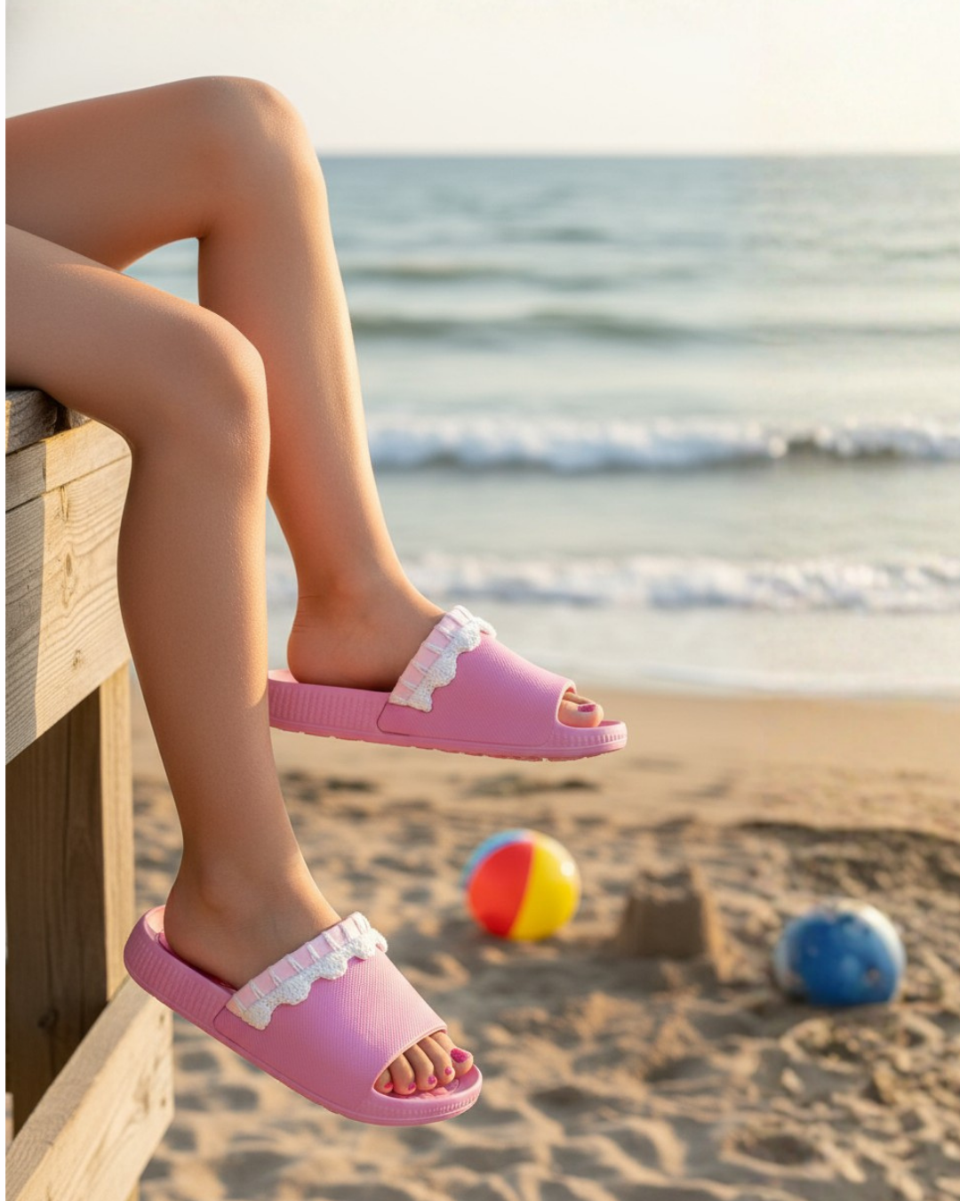 Pink White Crochet Detail