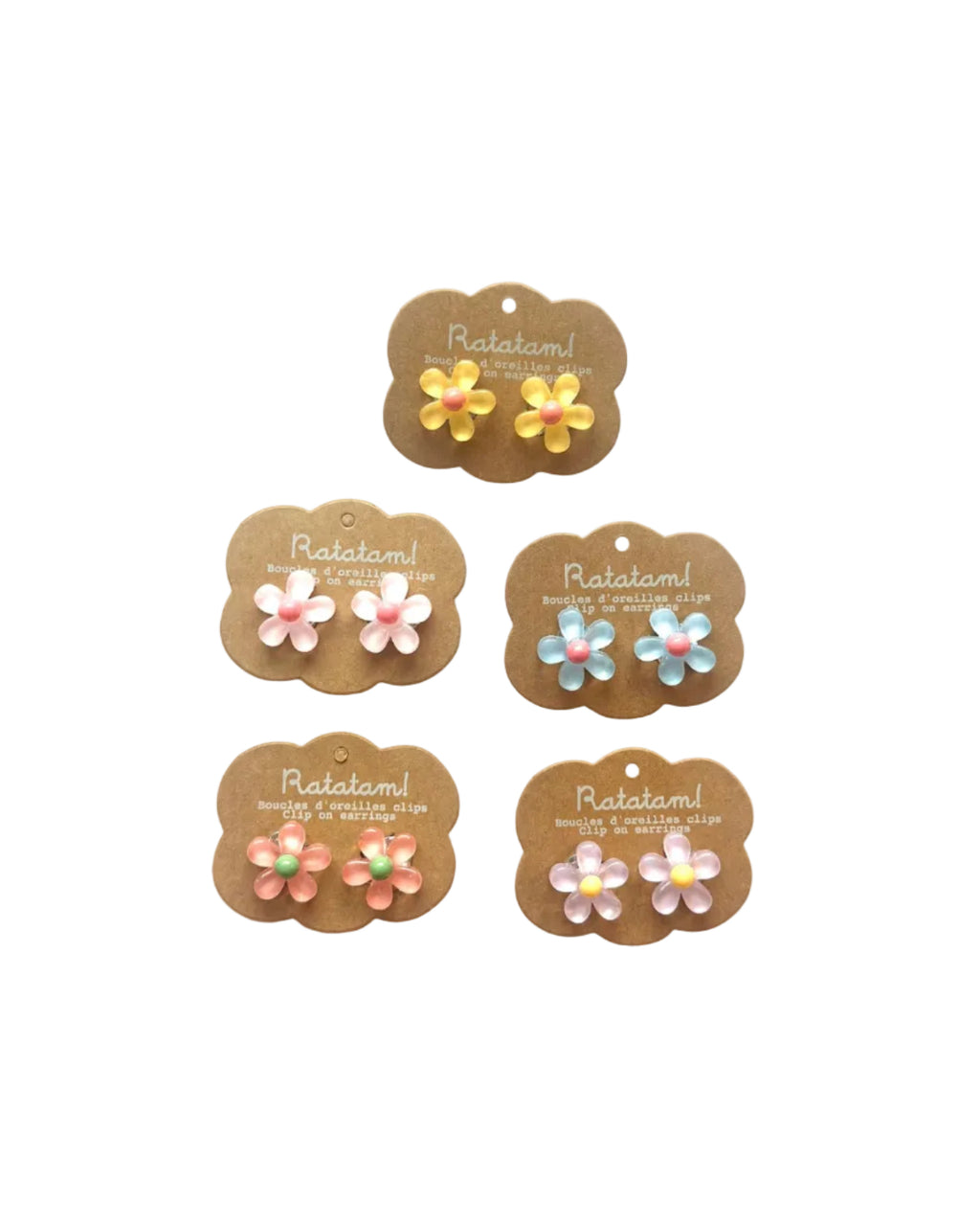 Set of 5 multicolor pairs of earrings FLOWERS image 0