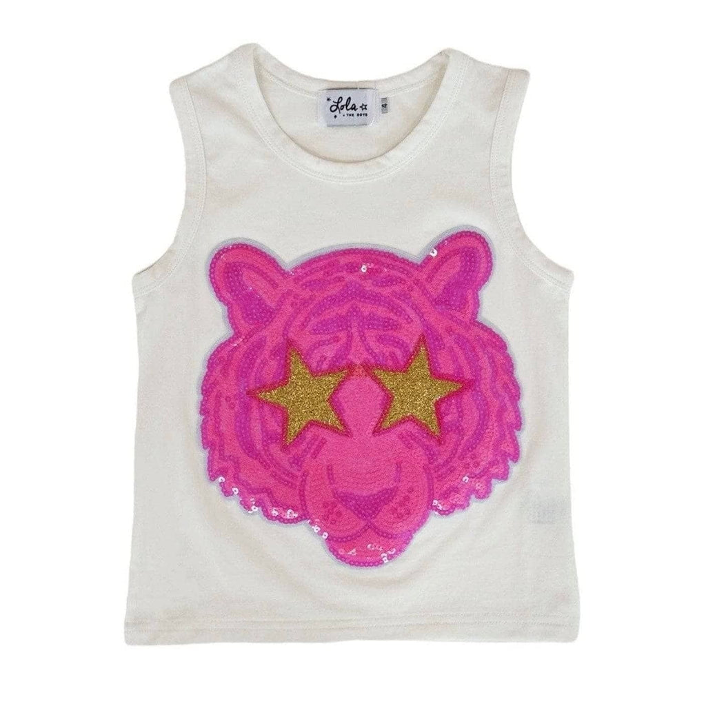 White Sequin Tiger Tank   image 0