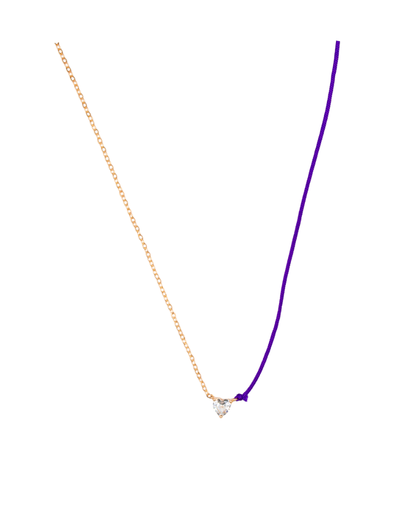 Romantic Love Heart Round Raindrop Oval Charm Necklace - Purple image