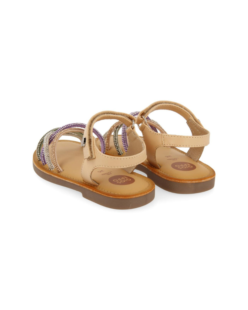 Nude Sandals With Multicolor Rhinestones Straps For Girl Affile image 2
