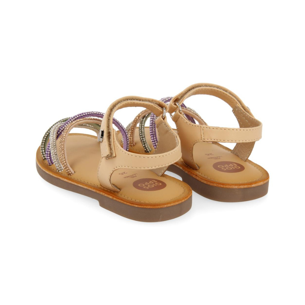 Nude Sandals With Multicolor Rhinestones Straps For Girl Affile image 2