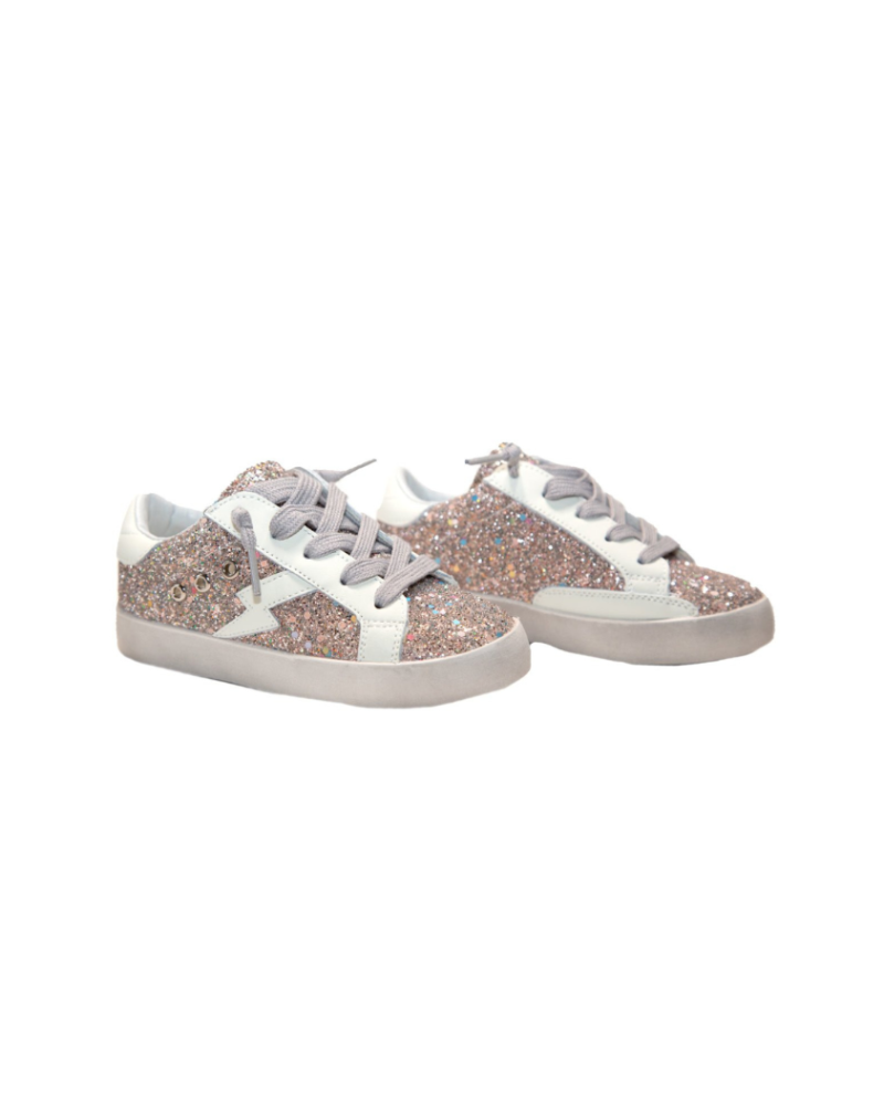 Ruby Rose Gold Glitter Lightning Bolt Sneakers image 0