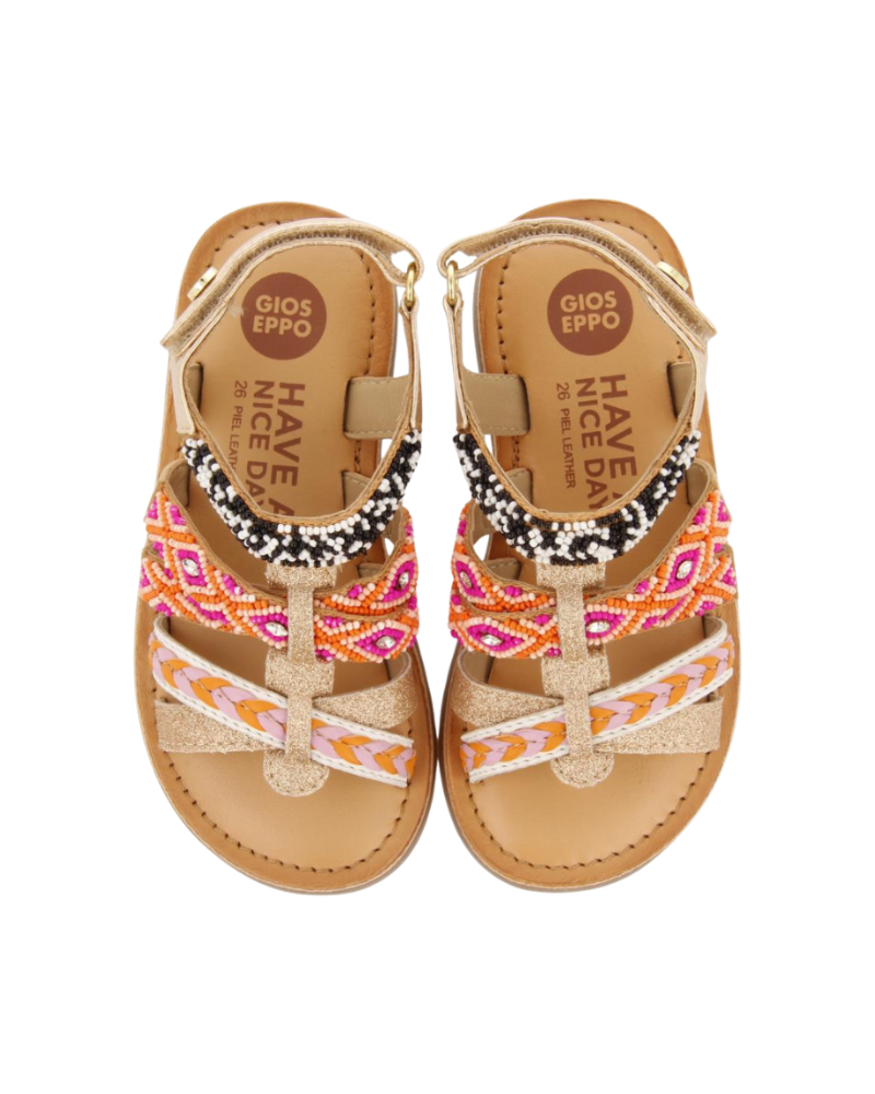 Caucaia Girls Leather Sandals With Thin Multicoloured Straps image 2