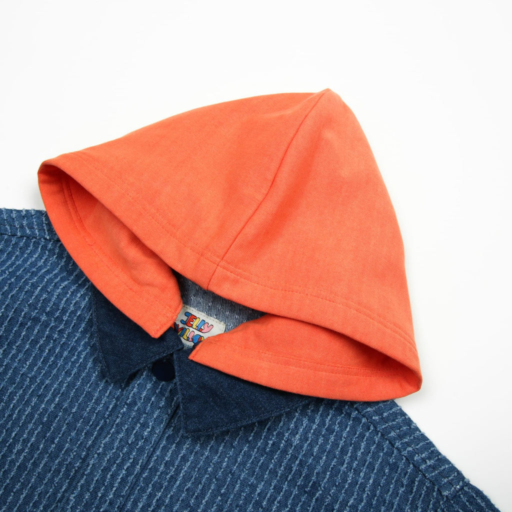 Stripe Hoodie Denim Jacket – Dark Blue image 3