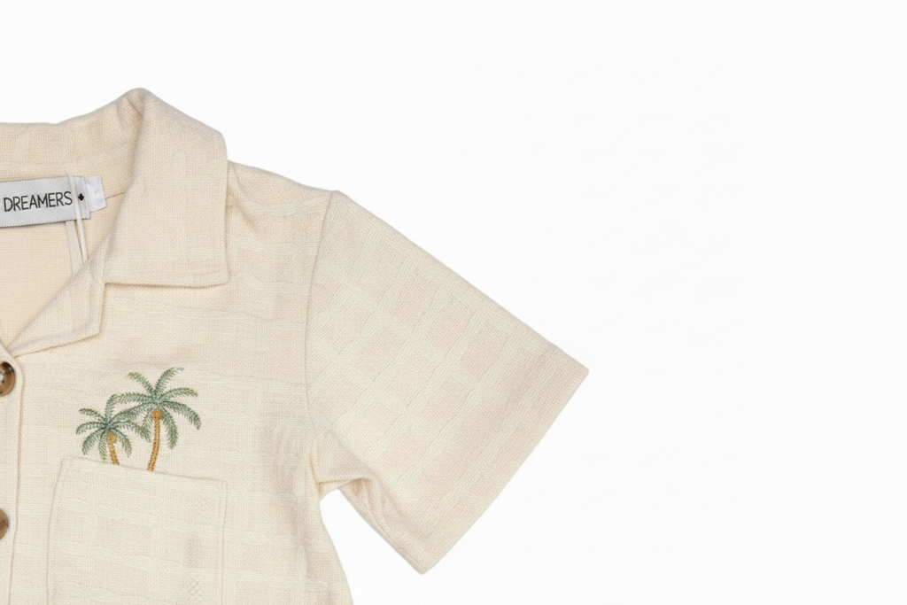 Jordan Palm Trees Knitted Button Down And Shorts Set