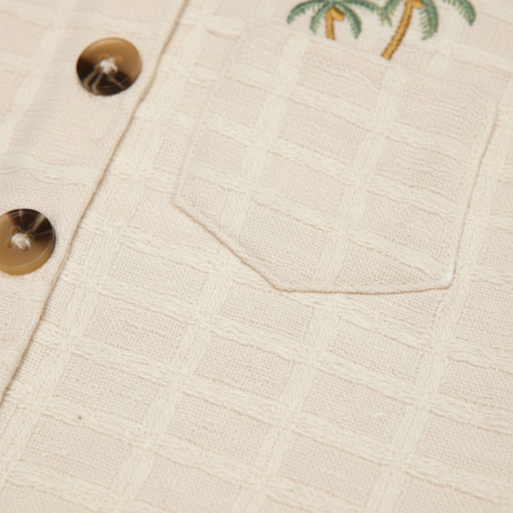 Jordan Palm Trees Knitted Button Down And Shorts Set