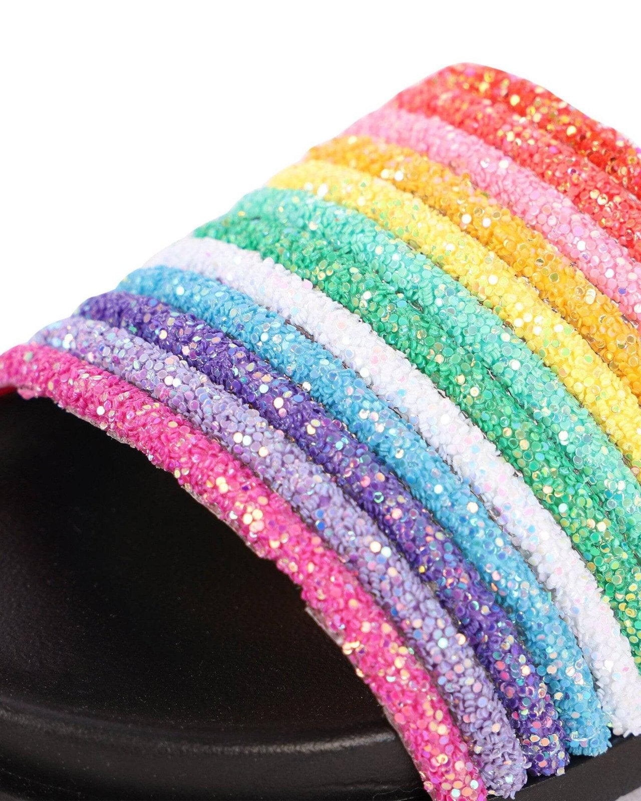 Black Glitter Rainbow Slides image 2