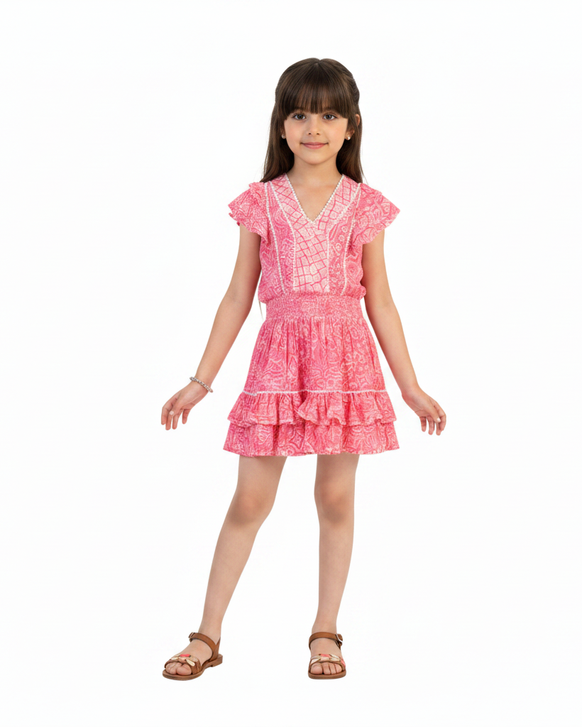 فستان قصير من كاميلا في كيدز، لون وردي فاتح