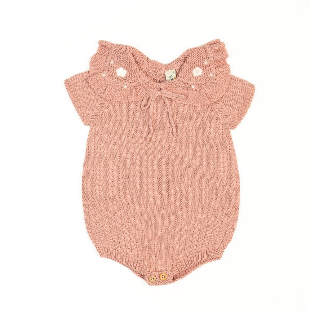Dusty Pink Crochet Collar Romper image 0
