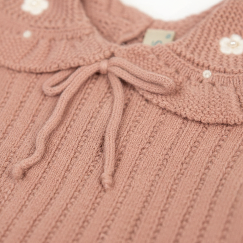 Dusty Pink Crochet Collar Romper