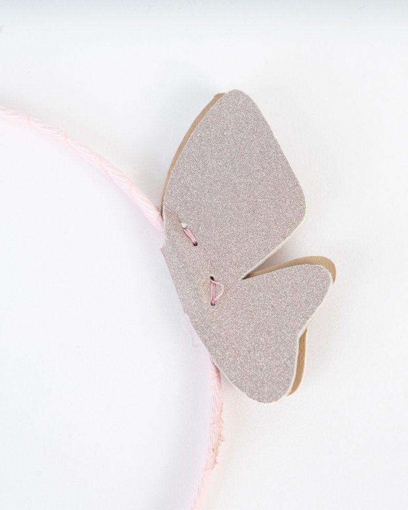 Pink Headband With Pink Glitter Butterfly For Girls image 1