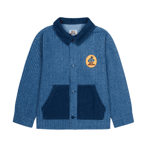 Stripe Hoodie Denim Jacket – Dark Blue image 2