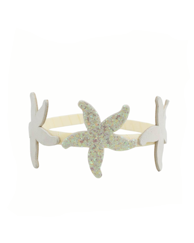 Ivory Headband For Girls With Three Starfish image 1