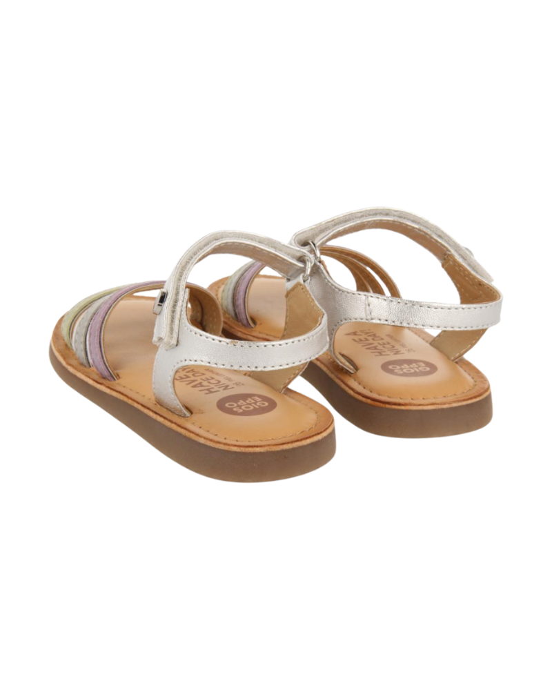 Angeja Girls Silver Sandals With Metallic Piping image 3