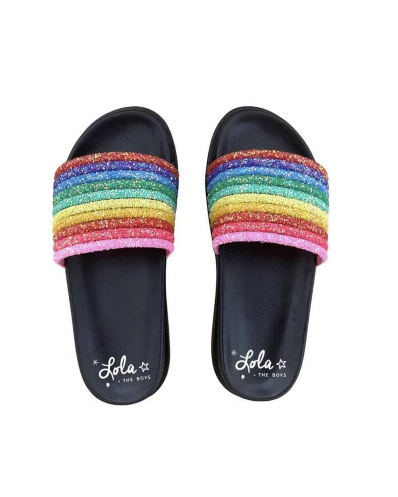 Black Glitter Rainbow Slides image 1