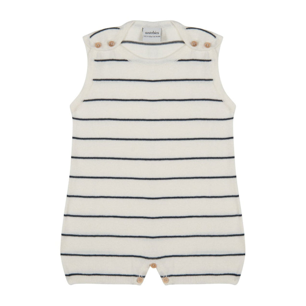 Navy Striped White Knit Playsuit image 0