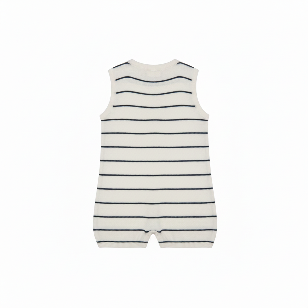 Navy Striped White Knit Playsuit