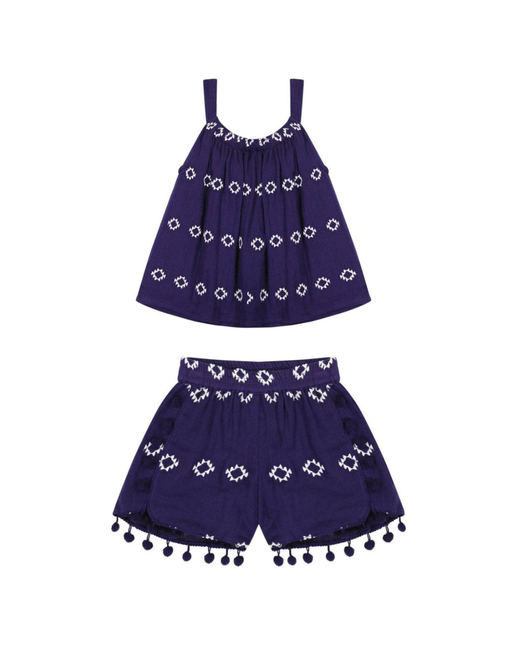 Colette Girl's Top And Short Set Navy Embroidery image 0