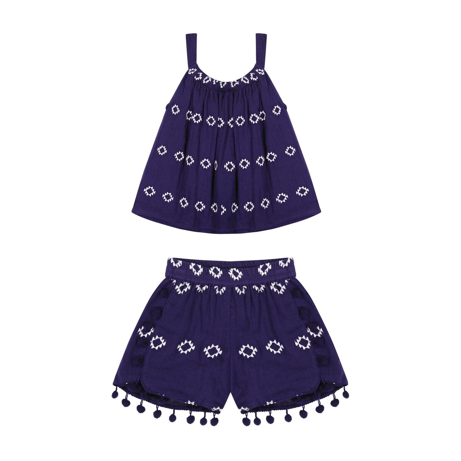 Colette Girl's Top And Short Set Navy Embroidery image 0