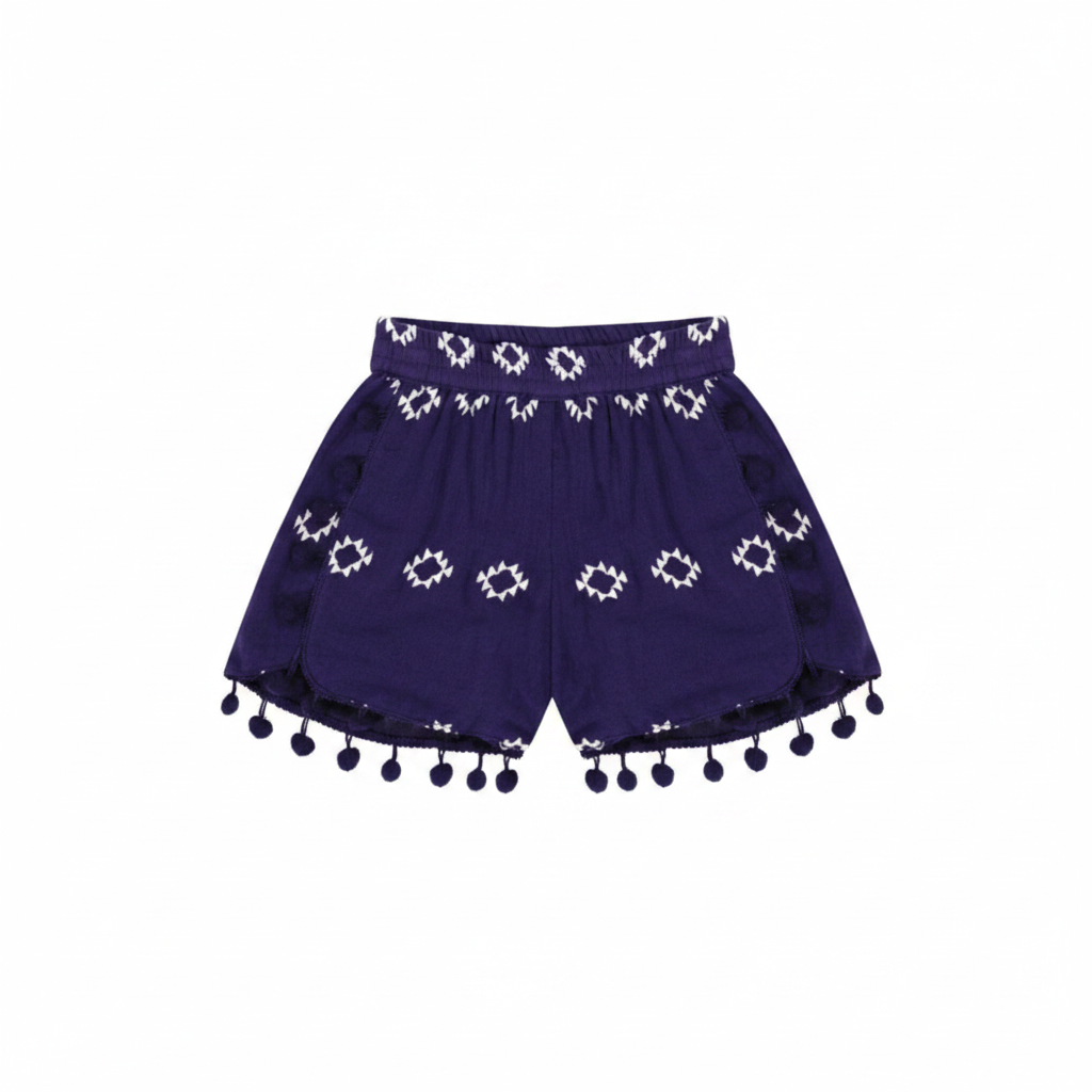 Colette Girl'S Top And Short Set Navy Embroidery
