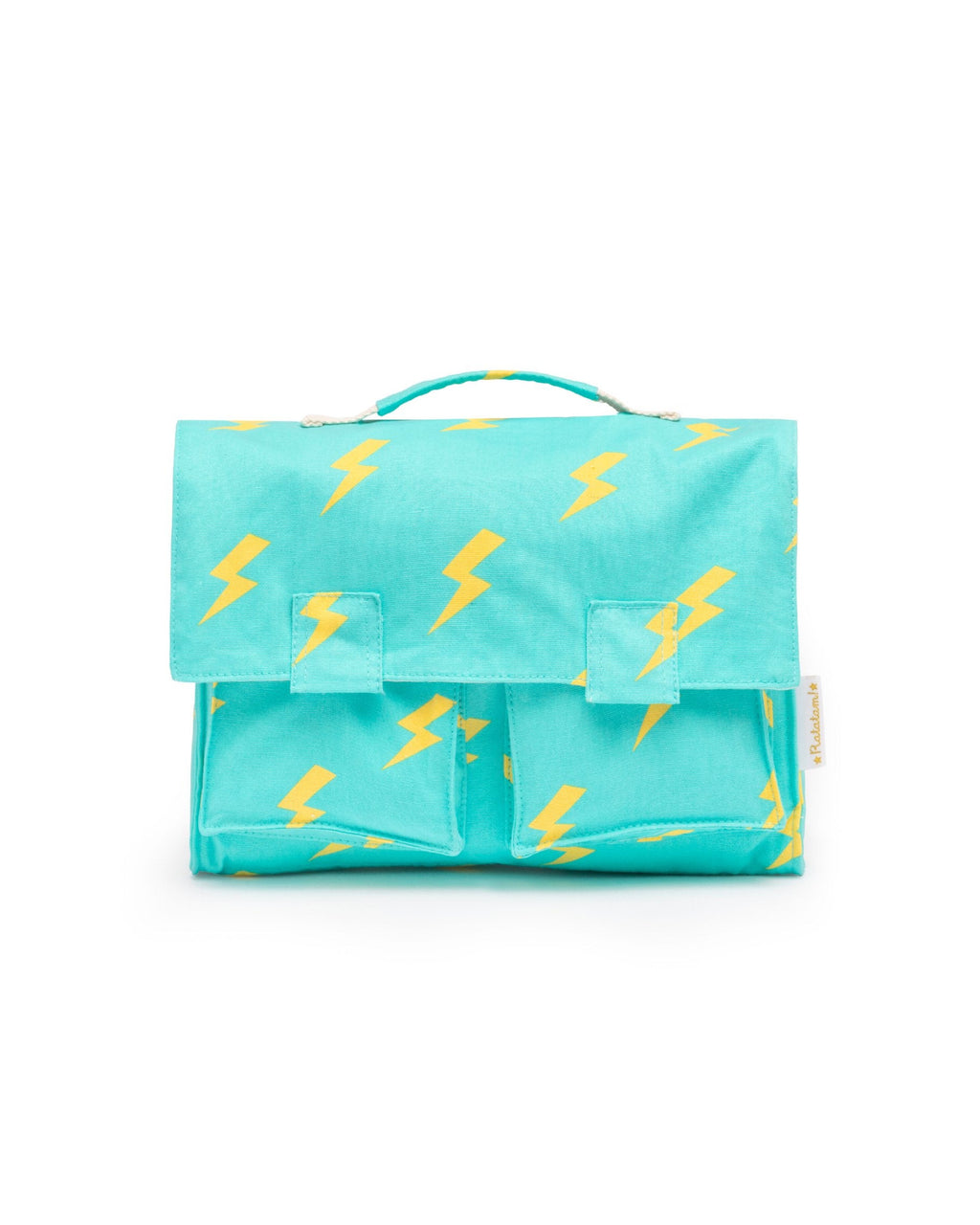 The Yellow – Blue Lightning Bolt Pattern Cotton Satchel image 0