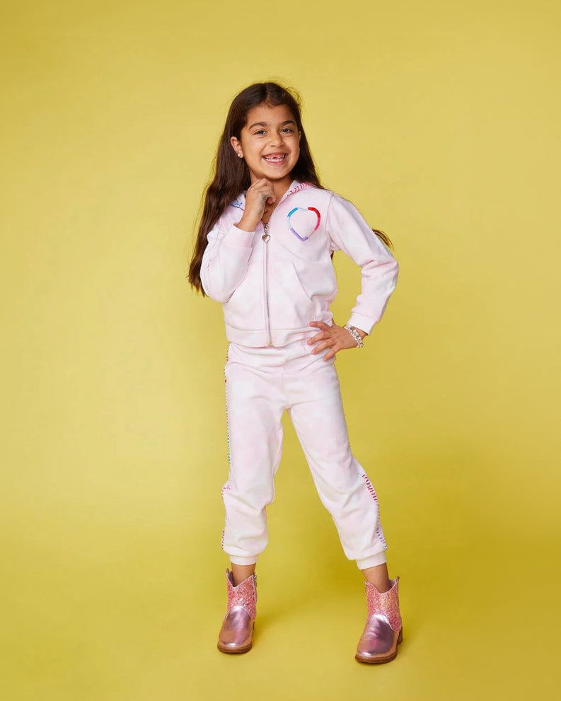 Ava Heart Stitched Tie Dye Hoodie And Sweatpants Set image 1