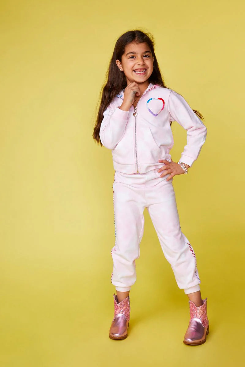 Ava Heart Stitched Tie Dye Hoodie And Sweatpants Set image 1