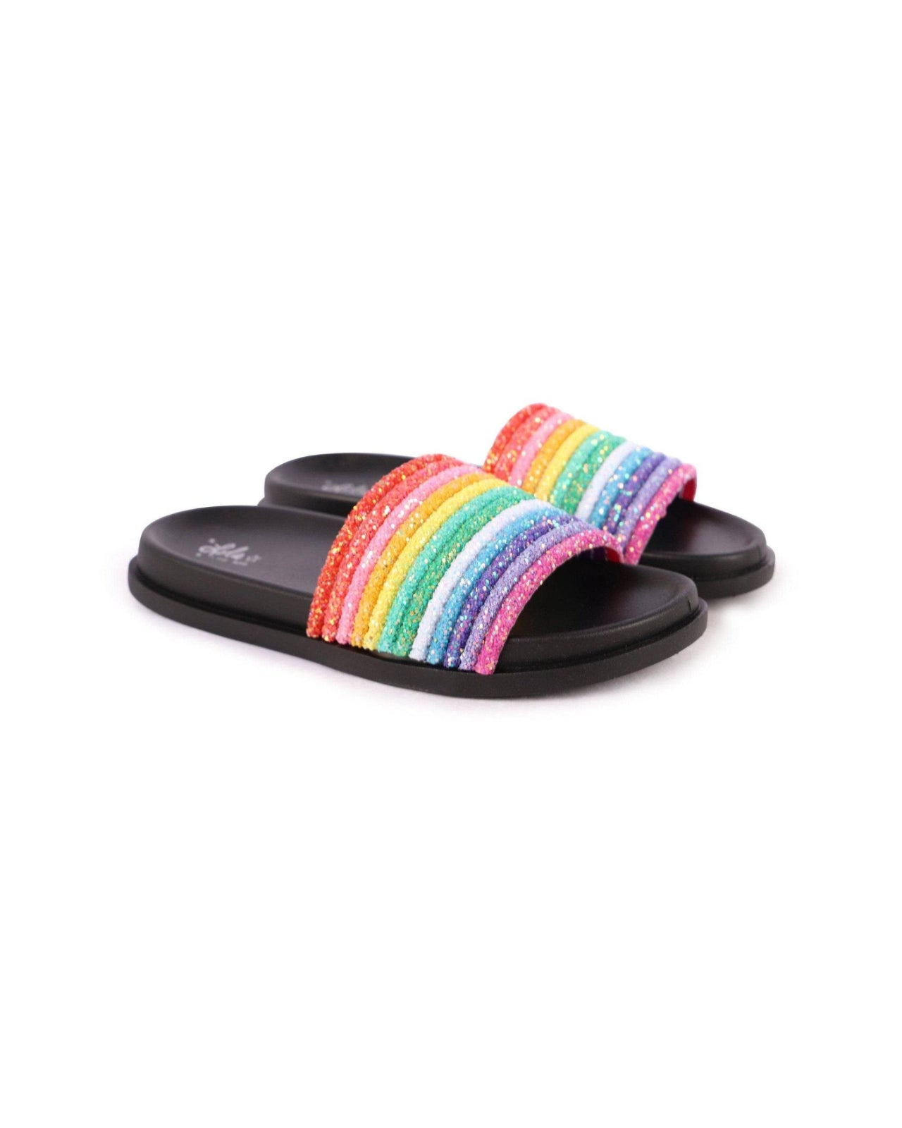 Black Glitter Rainbow Slides image 0