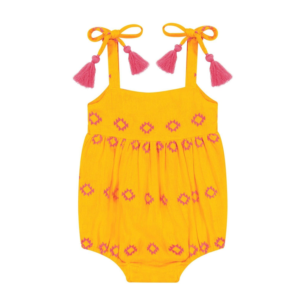 Zoe Shoulder Tie Baby Romper - Gold, 6 - 12 m image