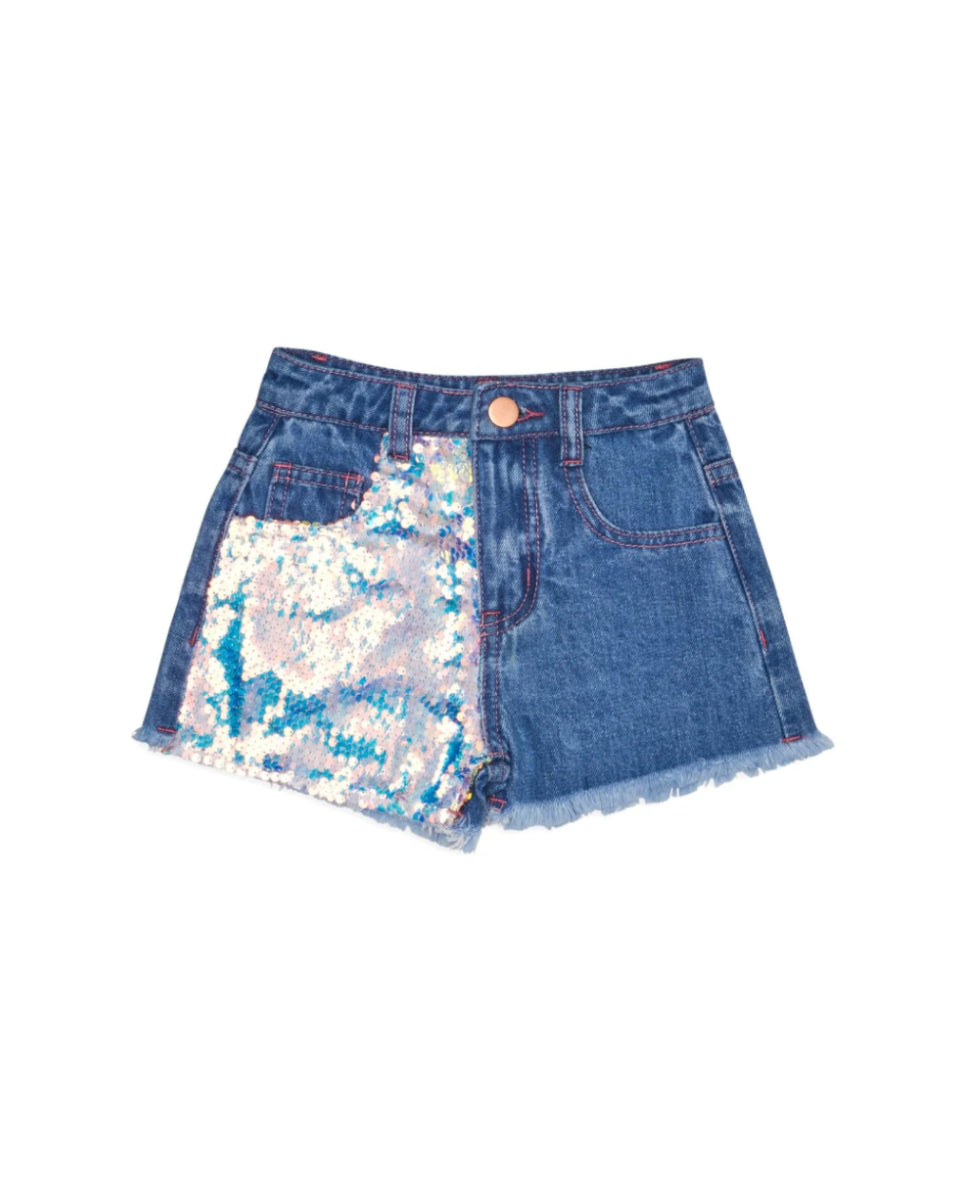 Mia Sequin Denim Shorts image 0
