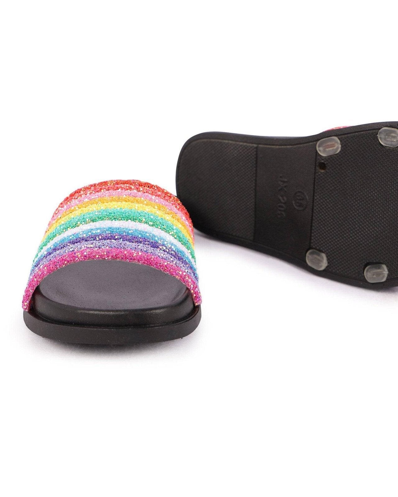 Black Glitter Rainbow Slides image 3