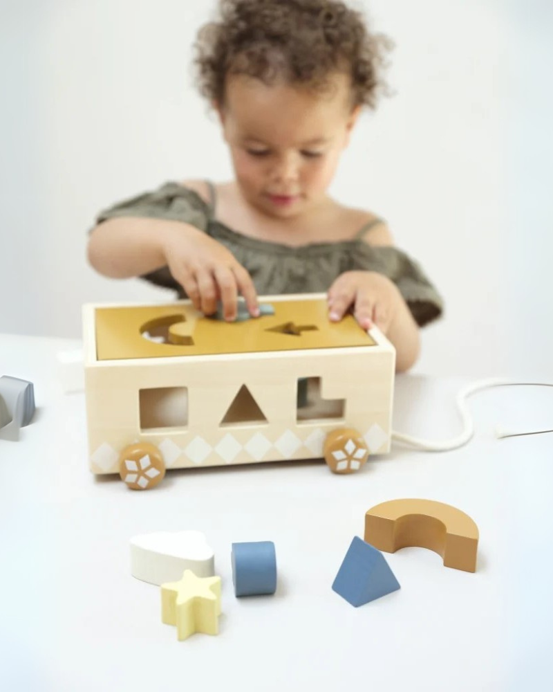 Shape Sorter Pull Cart - Wood image 3