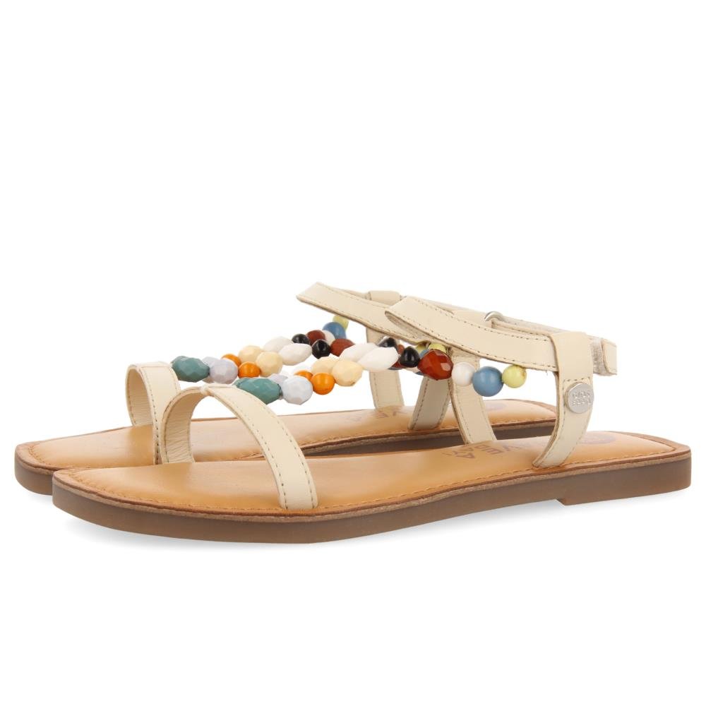 Croze Girls Decorated Off White Leather Sandals - Off White, 32 image