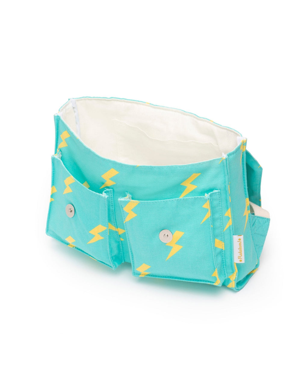 The Yellow – Blue Lightning Bolt Pattern Cotton Satchel image 1