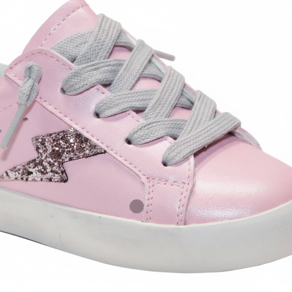 Rose Glitter Lightning Bolt Sneakers