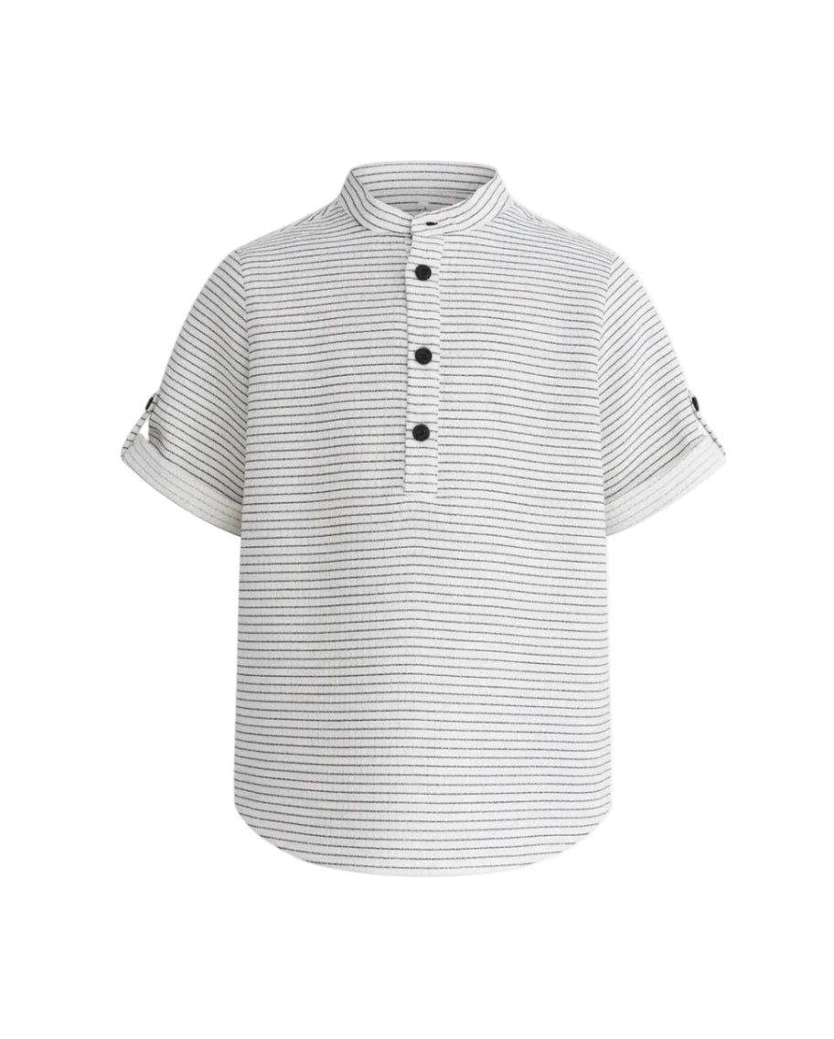 Tunic In Cotton Blend Stripe Black & White
